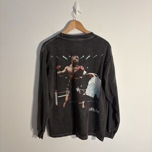 Mike Tyson Collection Mens Tshirt Size Medium Faded Gray 100% Cotton Graphic Tee